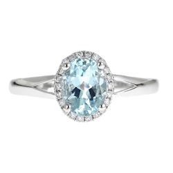 1.21 ctw Aquamarine and Diamond Ring - 14KT White Gold