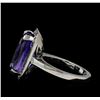 Image 3 : 9.03 ctw Tanzanite and Diamond Ring - 14KT White Gold