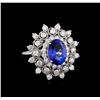 Image 1 : 3.88 ctw Tanzanite and Diamond Ring - 14KT White Gold