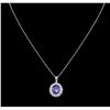 4.39 ctw Tanzanite and Diamond Pendant With Chain - 14KT White Gold