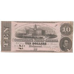 1862 $10 The Confederate States of America Note T-52 CC