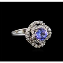 14KT White Gold 1.40 ctw Tanzanite and Diamond Ring