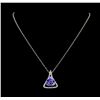 Image 1 : 9.36 ctw Tanzanite and Diamond Pendant With Chain - 14KT White Gold