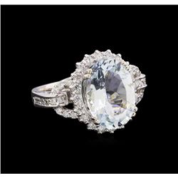 4.70 ctw Aquamarine and Diamond Ring - 14KT White Gold