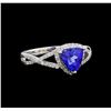 1.38 ctw Tanzanite and Diamond Ring - 14KT White Gold