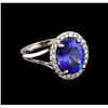 3.40 ctw Tanzanite and Diamond Ring - 14KT White Gold