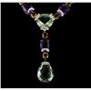 Image 2 : 214.25 ctw Multi Gemstone Earrings and Necklace Suite - 18KT White Gold