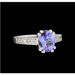 1.93 ctw Tanzanite and Diamond Ring - 14KT White Gold