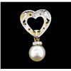 Image 2 : 0.05 ctw Diamond and Pearl Pendant - 14KT White Gold
