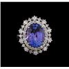 Image 2 : 6.40 ctw Tanzanite and Diamond Ring - 14KT White Gold