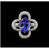 Image 2 : 14KT White Gold 5.81 ctw Tanzanite and Diamond Ring