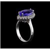 Image 4 : 4.33 ctw Tanzanite and Diamond Ring - 14KT White Gold