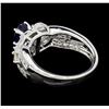 Image 3 : 1.31 ctw Blue Sapphire And Diamond Ring - 14KT White Gold
