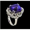 Image 4 : 16.38 ctw Tanzanite and Diamond Ring - 14KT White Gold