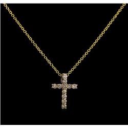 0.34 ctw Diamond Cross Pendant With Chain - 14KT Yellow Gold