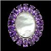 Natural  Purple Amethyst Mother Of Pearl Ring