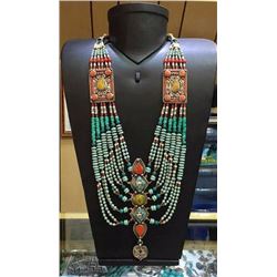 Tibet Natural Amber Tribal Queen Royal Necklace