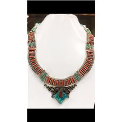 Tibet Hand Made Turquoise & Coral Necklace