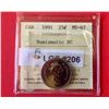 Image 1 : 1991 CANADA 25 CENTS ICCS MS-67.
