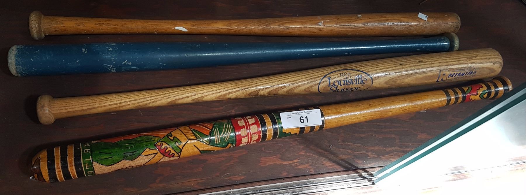 LOT OF 4 VINTAGE WOODEN BASEBALL BATS