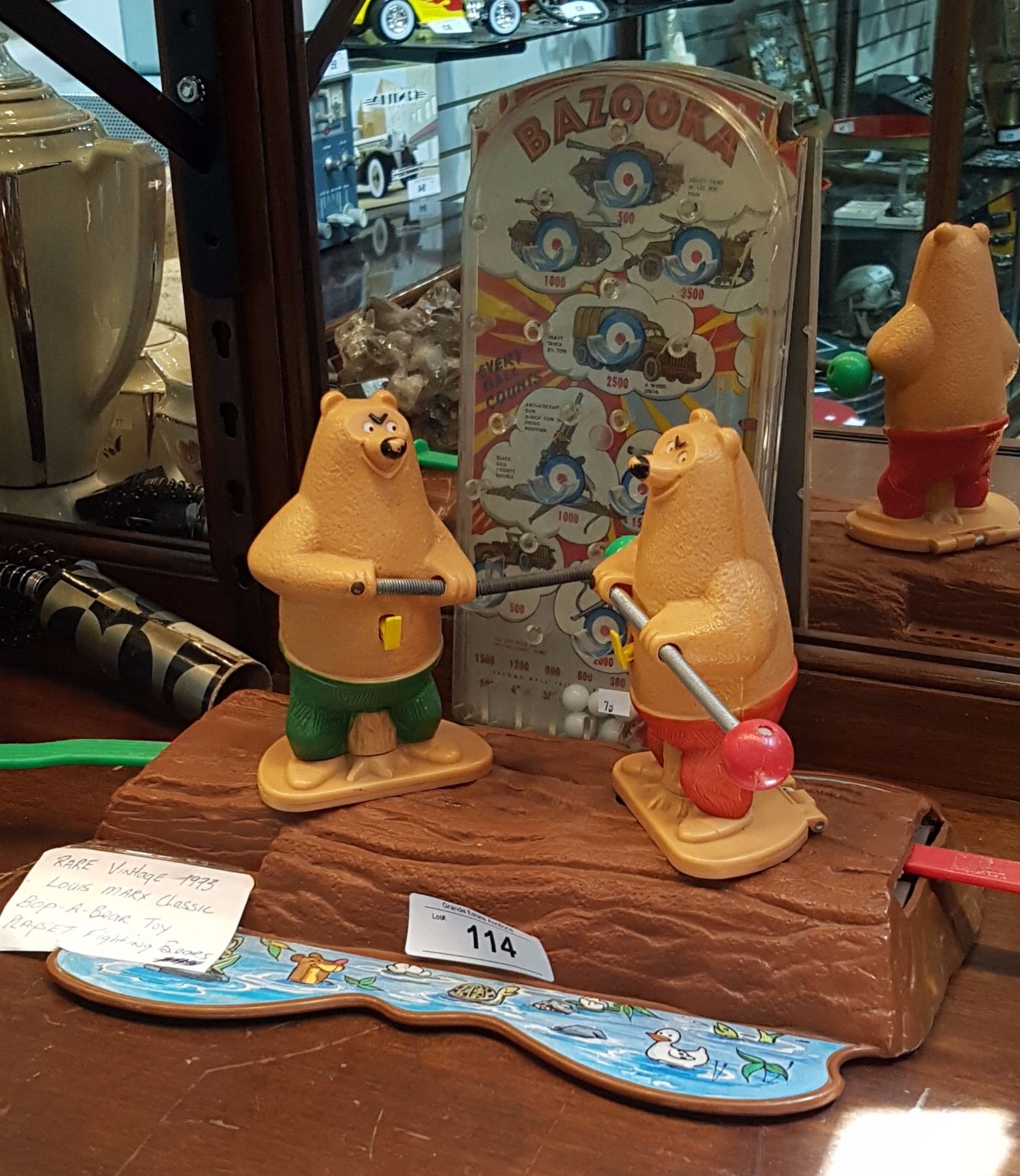 VINTAGE 1973 BOP A BEAR TOY PLAYSET, BAZOOKA HAND HELD PINBALL MACHINE