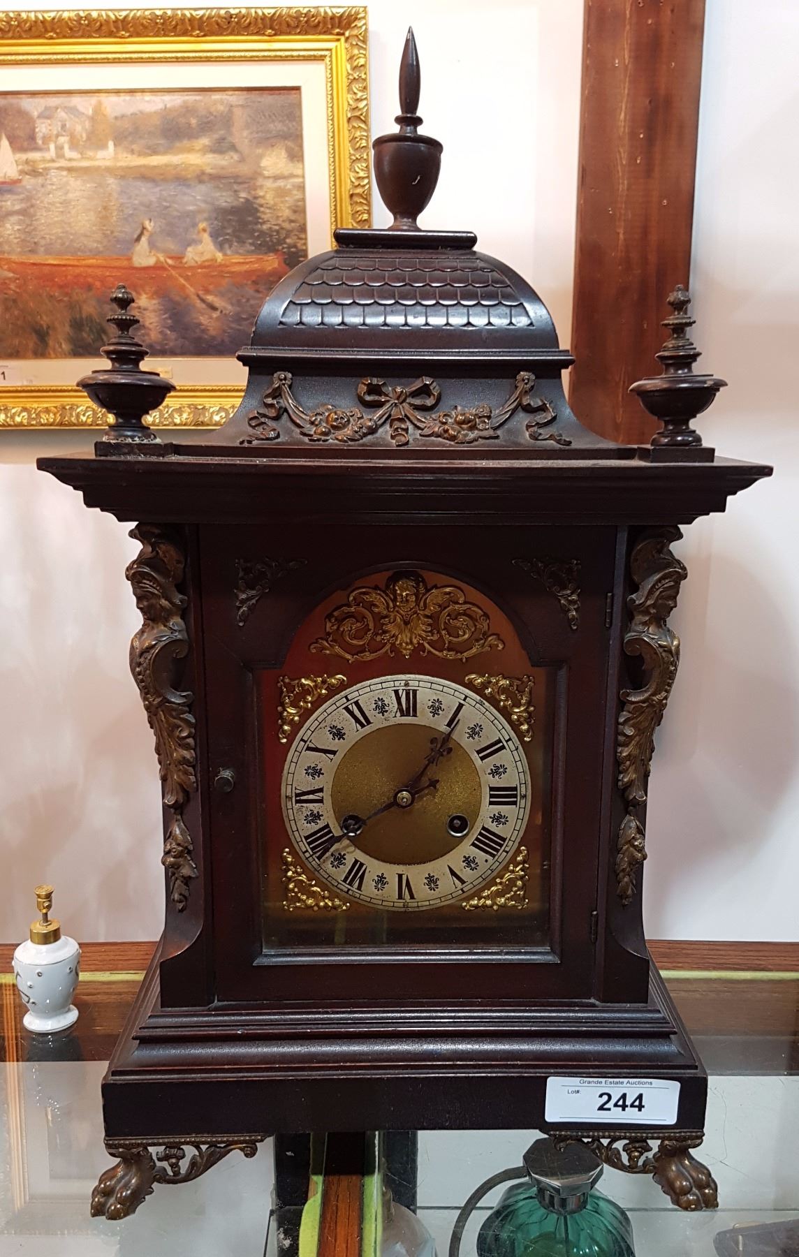 ANTIQUE MANTLE CLOCK WESTMINSTER CHIMES NO KEY, NO PENDULUM