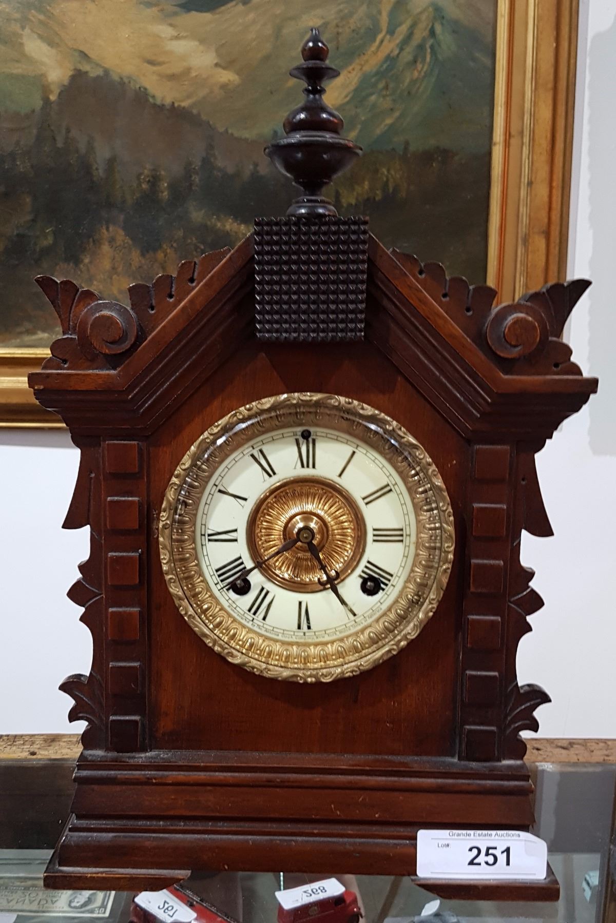 ANSONIA CLOCK CO. 1878 8 DAY MANTLE CLOCK W/PORCELAIN FACE