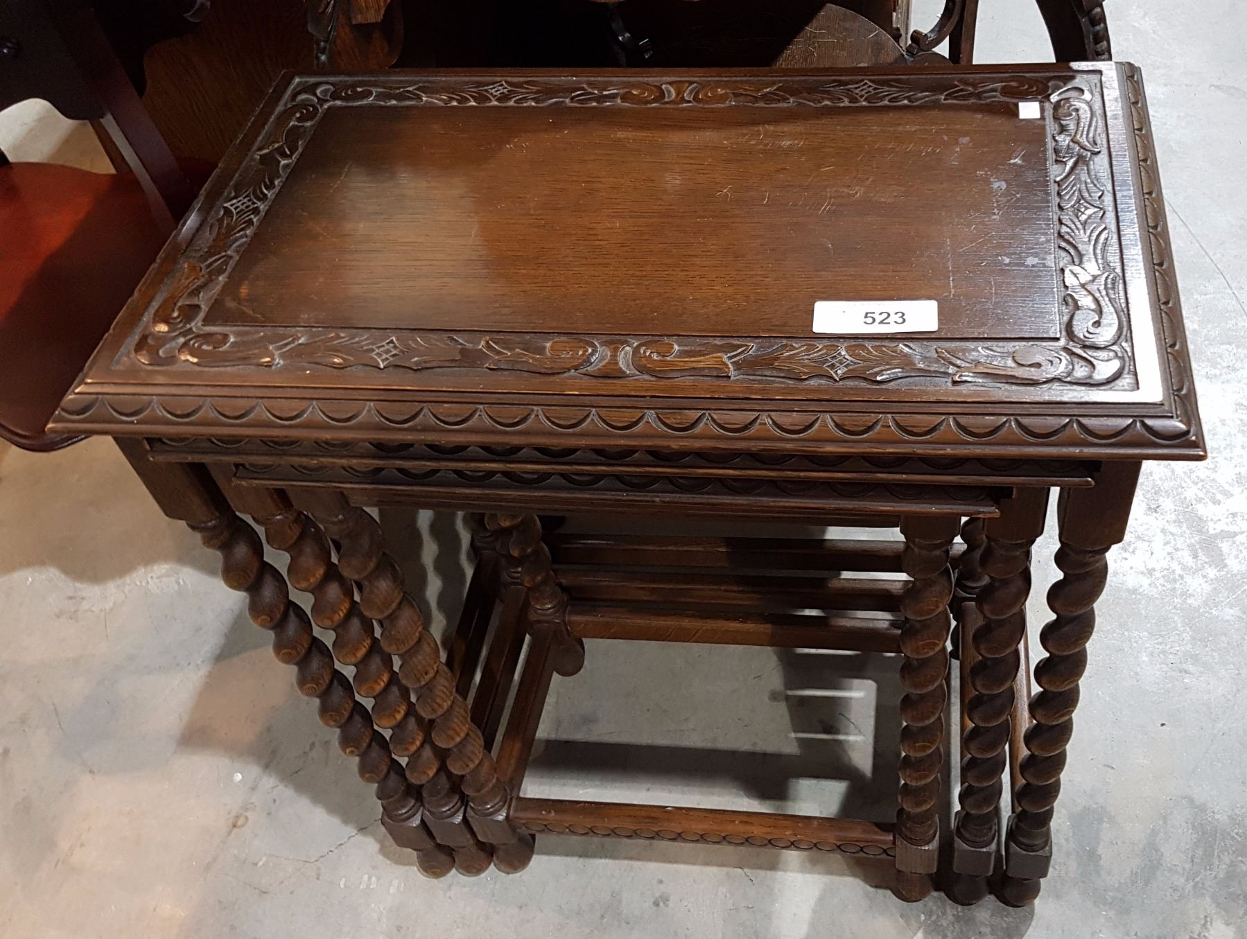 OAK BARLEY TWIST NESTING TABLES