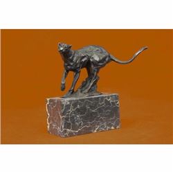 Panther Bronze sculpture on Marble Base Figurine