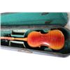 Image 2 : ANTIQUE WOOD VIOLIN BOX AND TIN VIOLIN