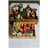 Image 2 : TWO WOOD TRAYS OF VINTAGE BOTTLES AND CONTAINERS