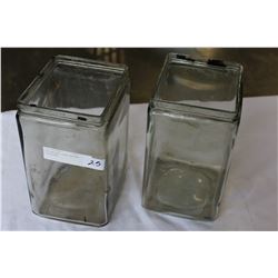 TWO ANTIQUE GLASS BATTERY CONTAINERS