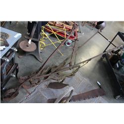 LARGE ANTIQUE 3 POINT HORSE DRAWN PLOUGH