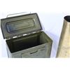 Image 3 : VINTAGE METAL AMMO BOX AND 105MM SHELL CASING
