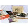 Image 1 : TWO TRAYS OF COLLECTIBLE ITEMS AND JFK NEWSPAPER