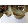Image 1 : TWO ANTIQUE BRASS POTS WITH IRON HANDLES