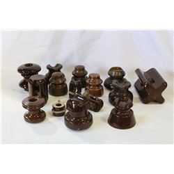 TRAY OF BROWN INSULATORS