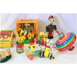 BOX OF EARLY PULL TOYS