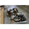 Image 2 : TWO TRAYS OF KITCHEN APPLIANCES IRONS AND TOASTERS ETC