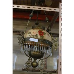 ANTIQUE HAND PAINTED CHANDELIER WITH CRYSTALS