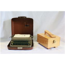 SMITH CORONA CASED TYPEWRITER AND SHOE SHINE KIT