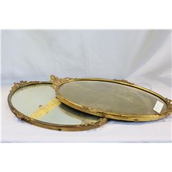 BOWED GLASS ANTIQUE MIRROR AND ANTIQUE FRAMED MIRROR