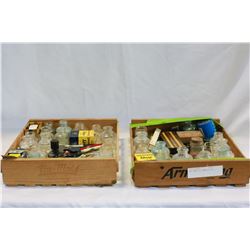 TWO TRAYS OF INKWELLS ETC