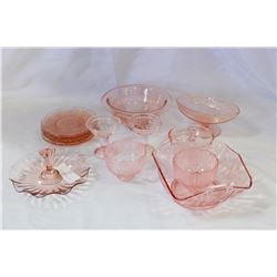 LOT OF PINK DEPRESSION GLASS