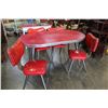 Image 2 : RETRO RED AND CHROME TABLE WITH 2 LEAFS AND 4 CHAIRS