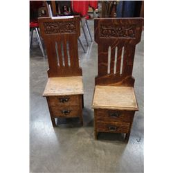 2 SMALL CARVED KIDS CHAIRS