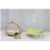Image 1 : ROYAL WINTON PEDESTLE DISH UNIQUE HAND PAINTED CHINA PIECE AND CANADIAN CRYSTAL VASE