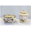 Image 1 : LIDDED BISCUIT BARRELL AND SILVER RIMMED BOWL
