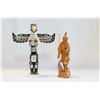Image 1 : CARVED TOTEM AND CARVED FISHING FIGURE