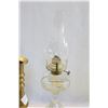 Image 3 : ANTIQUE OIL LAMP AND PAIR HEAVY BRASS CANDELSTICKS